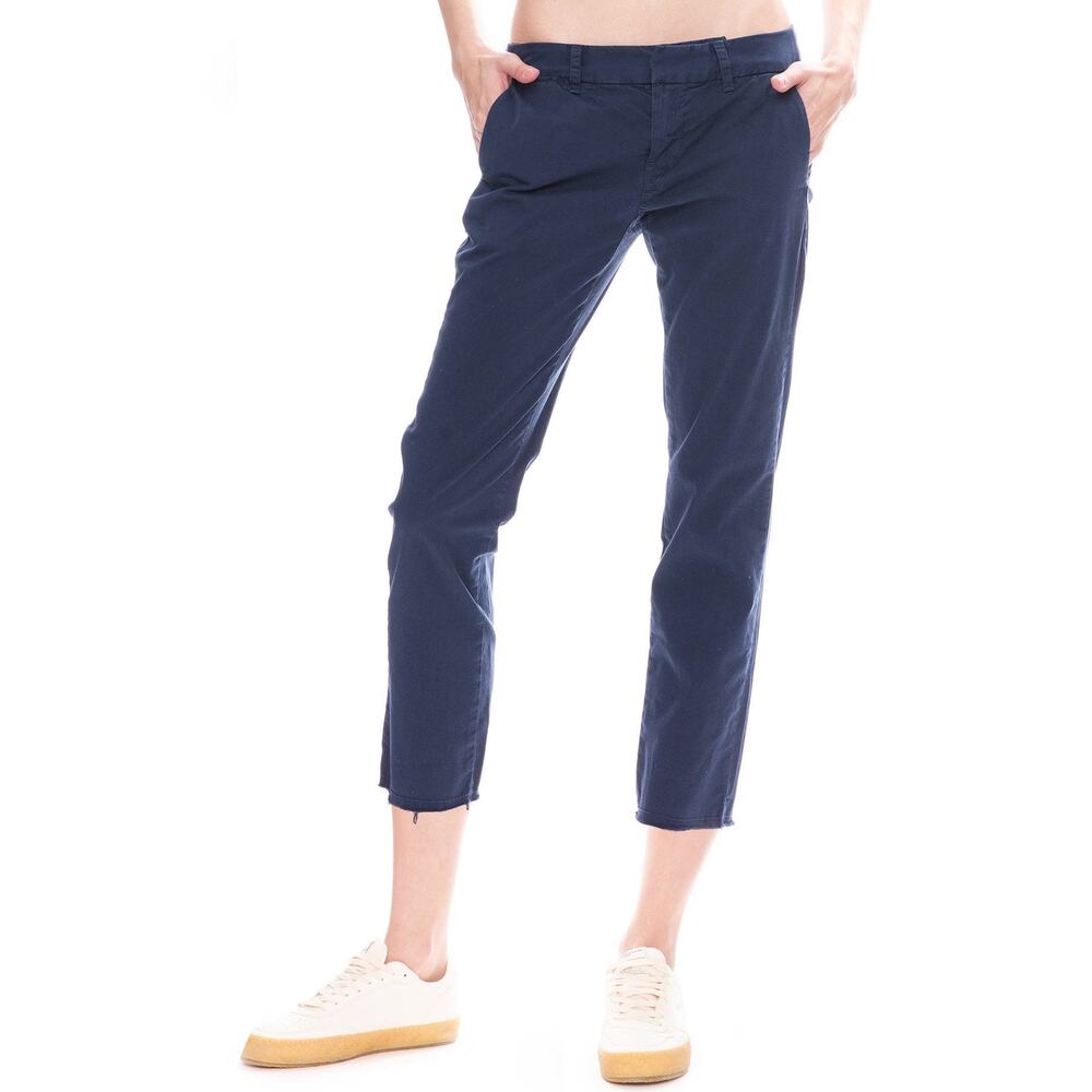 Nili Lotan East Hampton Pant Vintage Blue Raw Hem Cropped Slouchy SZ 4
